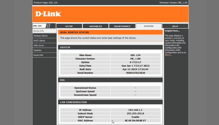 Configuration D-link Dsl 124
