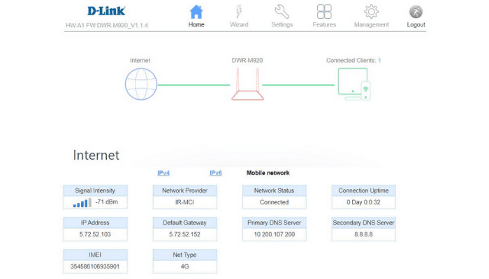 کانفیگ مودم دی لینک DWR-M920