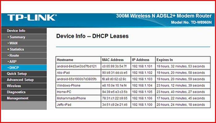 مشاهده دستگاه‌های متصل به مودم در مودم های tp-link
