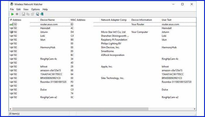 نرم‌افزار Wireless Network Watcher